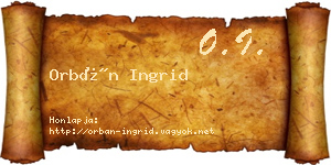 Orbán Ingrid névjegykártya